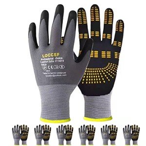 LOCCEF MicroFoam Nitrile Coated Work Gloves - 6 Pairs