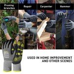 LOCCEF MicroFoam Nitrile Coated Work Gloves - 6 Pairs