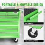 7-Drawer Rolling Tool Cabinet with Lock, Green