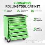 7-Drawer Rolling Tool Cabinet with Lock, Green