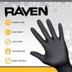 SAS Safety Nitrile Raven Powder-Free Gloves, XL