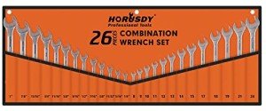 26-Piece Combination Wrench Set with Roll-Up Pouch