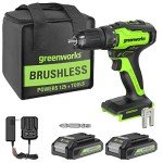 Greenworks 24V Cordless Drill Kit with Batteries