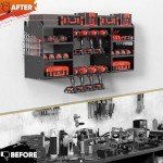 Heavy Duty Wall Mount Drill Organizer for 8 Tools