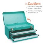 Turquoise 2-Drawer Steel Tool Organizer Chest
