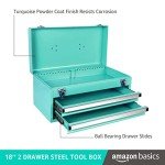 Turquoise 2-Drawer Steel Tool Organizer Chest