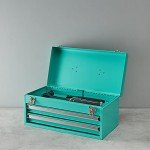 Turquoise 2-Drawer Steel Tool Organizer Chest