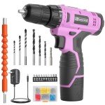 Pink Cordless Drill Set with Battery and Charger
