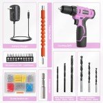 Pink Cordless Drill Set with Battery and Charger