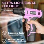 Pink Cordless Drill Set with Battery and Charger