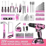 Cordless Pink Drill Kit: 20V Power Tools Set