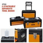 DNA MOTORING 3-Tier Stackable Tool Box Set