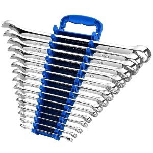 Max Torque 15-Piece SAE Wrench Set with Organizer
