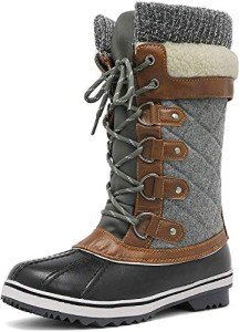 Warm Faux Fur Lined Winter Boots - Black/Grey