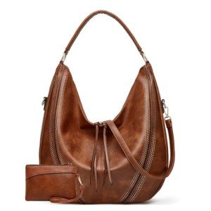 Brown Hobo Bags for Women with Tassel 2PC Set