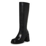 SOVANYOU Women's Black Platform Knee High Boots