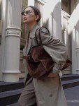 Large Brown Suede Tote Bag for Women