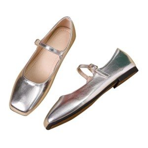 Stylish Women's Mary Jane Flats - Silver Size 41