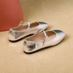 Stylish Women's Mary Jane Flats - Silver Size 41