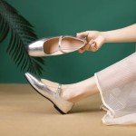 Stylish Women's Mary Jane Flats - Silver Size 41