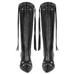 Stylish Black Knee-High Stiletto Boots for Women