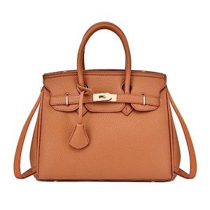 Orange Leather Handbag Satchel Tote for Women