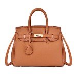 Orange Leather Handbag Satchel Tote for Women