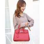 Orange Leather Handbag Satchel Tote for Women