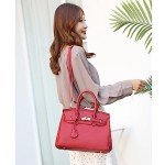 Orange Leather Handbag Satchel Tote for Women