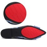 Hxlber Women's Bow Embroidery Pointed Flats - Blue