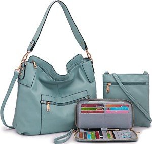 Sky Blue Large Crossbody Bag and Wallet Set