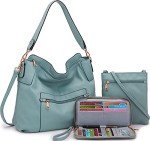 Sky Blue Large Crossbody Bag and Wallet Set