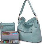 Sky Blue Large Crossbody Bag and Wallet Set