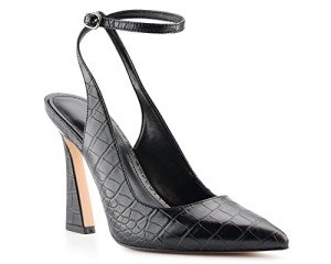 Reoplty Women's Black Ankle Strap Pointed Heels