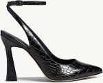 Reoplty Women's Black Ankle Strap Pointed Heels