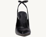 Reoplty Women's Black Ankle Strap Pointed Heels