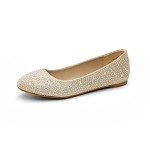Gold Rhinestone Ballet Flats for Women - Size 8.5