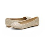 Gold Rhinestone Ballet Flats for Women - Size 8.5