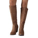 Putu Women's Brown Pointed Toe Knee High Boots