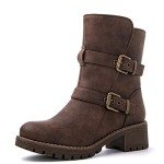 GLOBALWIN Women's Fur Lined Combat Ankle Boots