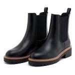 Women's Black Chelsea Boots with Block Heels