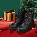 STQ Women's Black Lace-Up Combat Ankle Boots