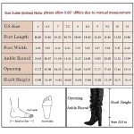 Black Fold Over Knee High Chunky Heels for Women