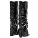 SaraIris Women's Slouchy Boots Black Boots Knee High Boots Pointed Toe Boots Fold Over Boots Chunky Boots Shark Boots for Women