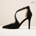 IDIFU Black Heels Women's Pumps Closed Toe Heels Stiletto High Heels Strappy Heels Wedding Bridal Office Dress Shoes for Women Comfortable Dressy Formal Pointed Toe Zip Pumps Heels(Black Nubuck,8.5)