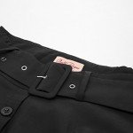 Vintage Black A-Line Midi Skirt with Belts