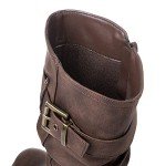 GLOBALWIN Women's Mid Calf Dress Boots Biker Motorcycle Riding Boots Women For Women Brown Size 8M