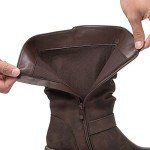 GLOBALWIN Women's Mid Calf Dress Boots Biker Motorcycle Riding Boots Women For Women Brown Size 8M