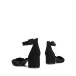 DREAM PAIRS Womens Low Heel Pump Shoes, Black/Nubuck - 11 (Annee)