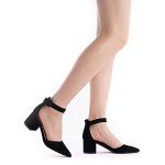 DREAM PAIRS Womens Low Heel Pump Shoes, Black/Nubuck - 11 (Annee)